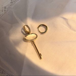 Key Mismatched Earrings Key lock Earrings 14K Gold Earrings Asymmetrical Dangles